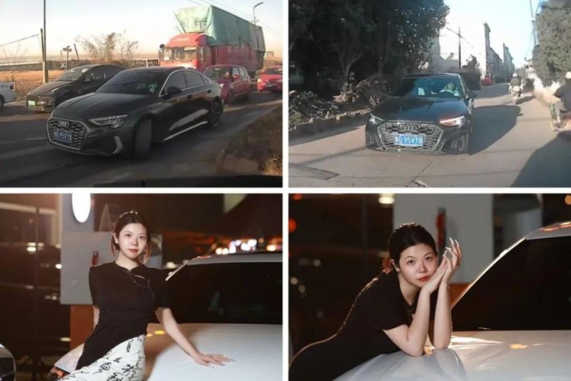 奥迪小姐姐豪赌一把紧跟小哥抄近道,网友:还好不是2888T